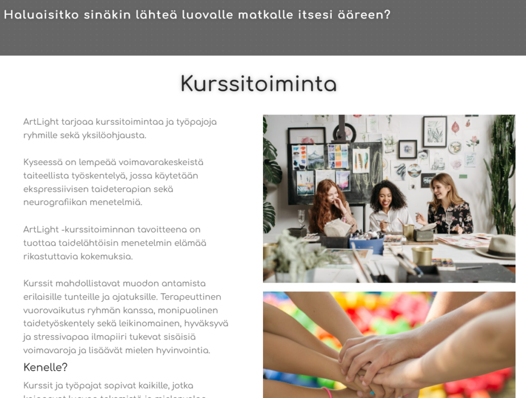 artlightin nettisivuista kuva