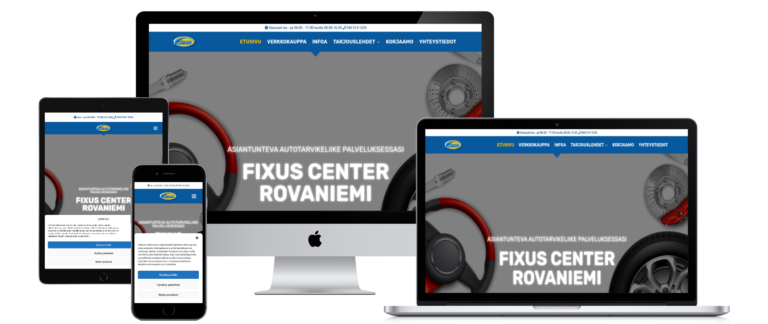 FixusCenter Rovaniemi uudet verkkosivut -kuva